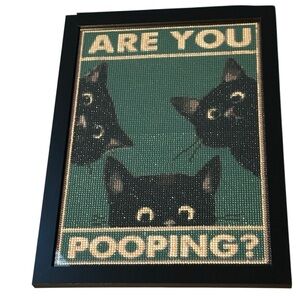 Are You Pooping black cat diamond art wall decor 10x14